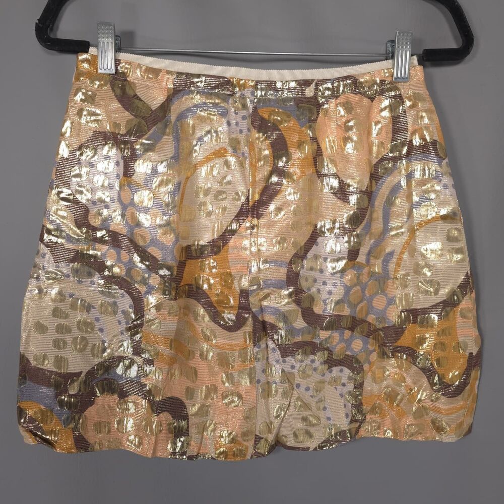 SEE BY CHLOE Women New 4 Mini Skirt Jacquard Pleated Party Metallic LG53400T6868 - Picture 4 of 16
